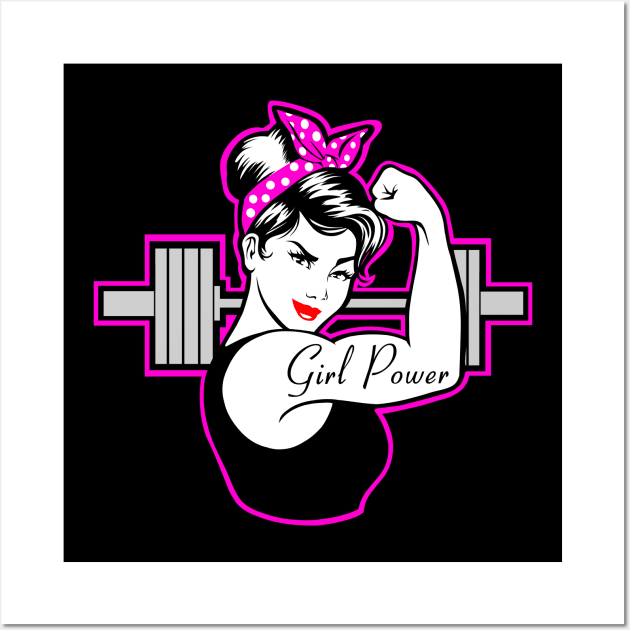 fitness girl, barbell girl, girls who lift, gym girl Wall Art by TimAddisonArt